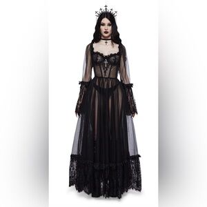 Dolls Kill Dance with Death Sheer Mesh Maxi Dress